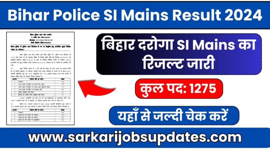 Bihar Police SI mains result 2024