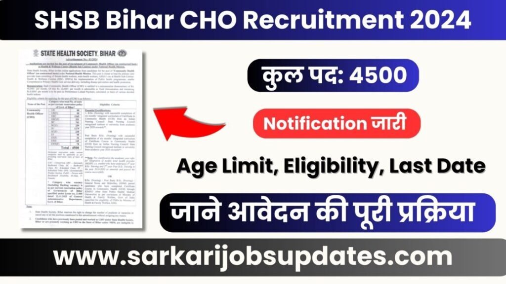 SHSB Bihar CHO Recruitment 2024